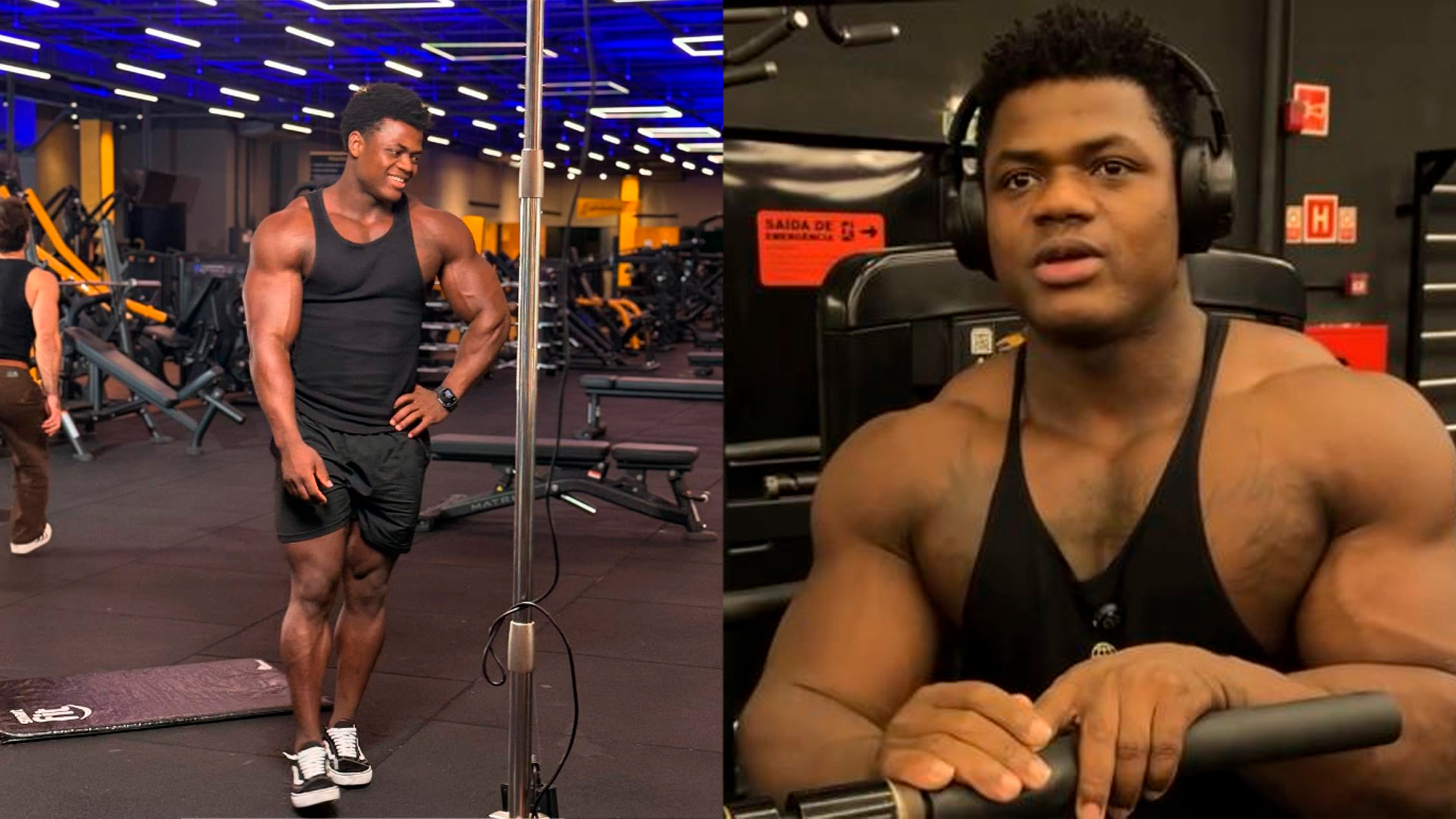 Rodrigo Pantera treinando em academia simples, mostrando autenticidade no mundo fitness